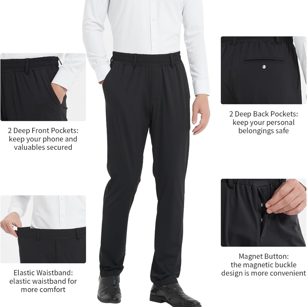 Amazon LETAOTAO Mens Elastic Waist Pants High Stretch Expandable Magnetic 38x32